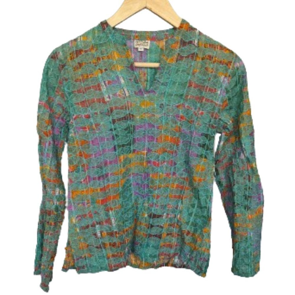 Neeru Kumar Patterned Notch Collar Pullover Blouse